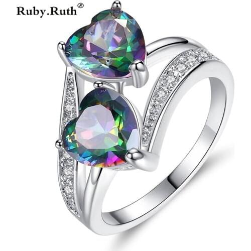 Heart Crystal Shaped Wedding Rings Womens Zircon Engagement Rings Glamour Fashion Jewelry Dropshipping