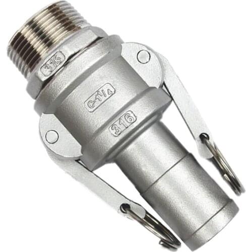 1-1/2" 38mm Hose Barb x 1-1/2" BSP Male Thread 304 Stainless Steel C + F Type CamLock Fitting Pump Adapter Cam Groove Coupling
