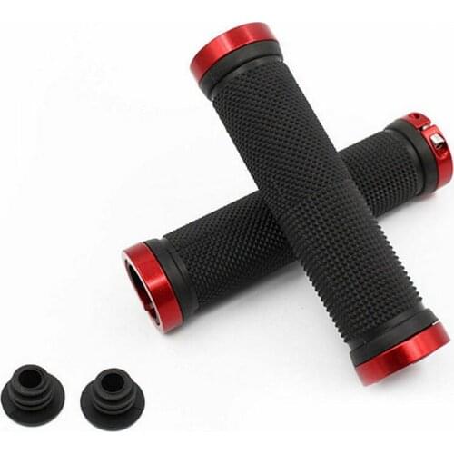 1Pair MTB Bike Handlebar Grip TPR Anti-slip Bicycle Cycling Handle Bar Grips Aluminum Alloy Rubber Grips Bar End Lock-on Parts