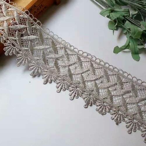 2 yards 182 cm 9.5 cm Flower Lace Ribbon Trims for Dresses Costumes Sofa Curtain Trimmings Embroidery Applique Silver Grey