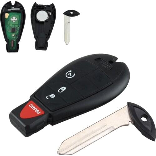 4 Buttons 433 MHz Uncut Replacement Keyless Entry Car Key Fob Remote Start Fit for Volkswagen-Jeep-Chrysler 2011-2015