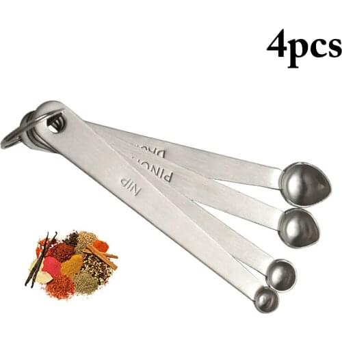 4Pcs/Set Small Measuring Spoon Stainless Steel Coffee Measuring Spoons Tea Seasoning Multiple Size Measuring Spoon Kitchen Tools