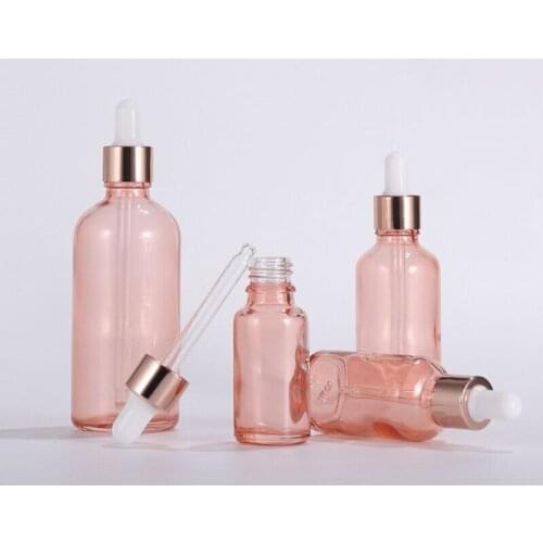 500pcs 5-100ml Pink Empty Glass Dropper bottles With Glass Pipette Sample Glass Bottles for Essential Oils Perfume Botle Jars