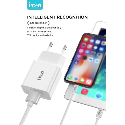 IVON AD35 18W Quick Charge Suit QC3.0 Charger Adapter USB Fast Charge Mobile Phone Charger US EU Plug Travel Charging Head