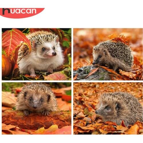 HUACAN 5D Diamond Painting Hedgehog Animal Diamond Mosaic Full Embroidery Cross Stitch Kits Creative Hobbies