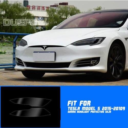 Car LH+RH Smoke TPU Headlights Protective Precut Film Sticker Cover Trim Fit For Tesla Model S 2015-2020