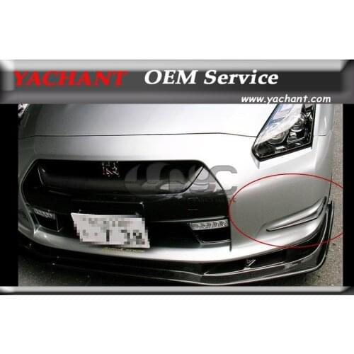Car-Styling Carbon Fiber Front Canards 2Pcs Fit For 2008-2010 Nissan R35 GTR CBA Front Bumper AS Style Canards