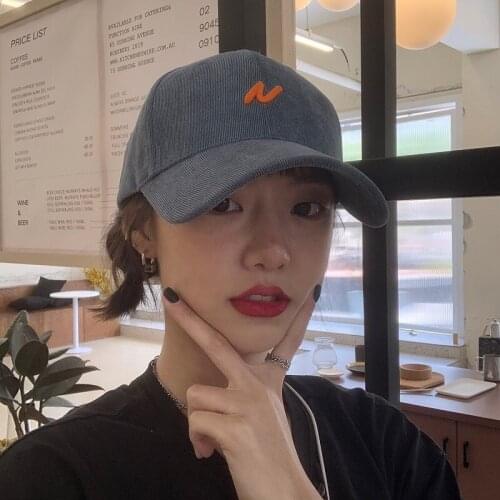 Baseball Cap Unisex Ins Style Hat Women Autumn/winter Letter Embroidery Baseball Cap Corduroy Peaked Cap Male Sun Visor