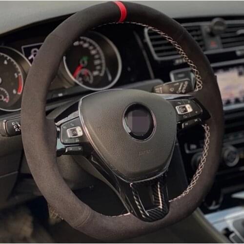 Car Steering Wheel Cover Black Suede For Volkswagen VW Golf 7 Mk7 New Polo Jetta Passat B8 Tiguan 2017 Sharan 2016 2017