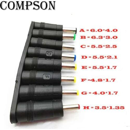 COMPSON 1PCS 5.5*2.1 female connector to 8 kinds of DC connector, notebook adapter connector, multi-function power converter