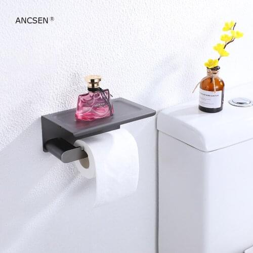 Toilet paper holder 304 Stainless Steel Gun-Gray Wall Mounted Tissue Holder Paper Towel Holder Bathroom Toilet Roll Holder