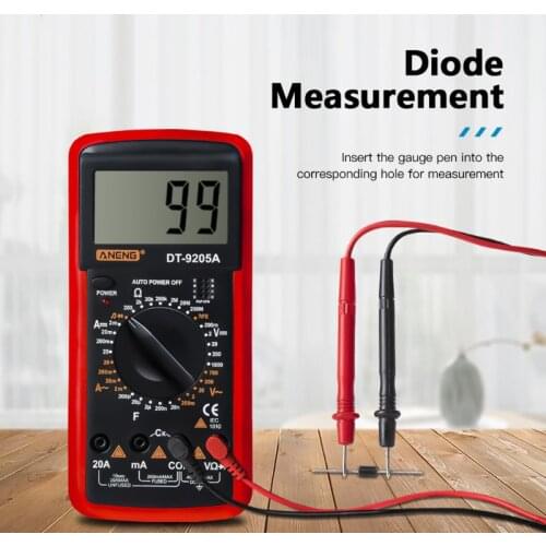 DT9205A HFE AC DC LCD Display Professional Electric Handheld Tester Meter Digital Multimeter Multimetro Ammeter Multitester
