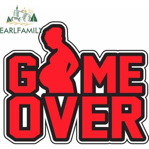 EARLFAMILY 13cm x 11.1cm for Game Over Pregnant Refrigerator Car Stickers Personality Bumper Motorcycle Motorcycle Car Styling