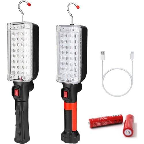 34 LEDs Portable Lantern USB Charging Flashlight 360 Degree Rotation Torch 18650 Battery 2 Modes Auto Inspection Working Light