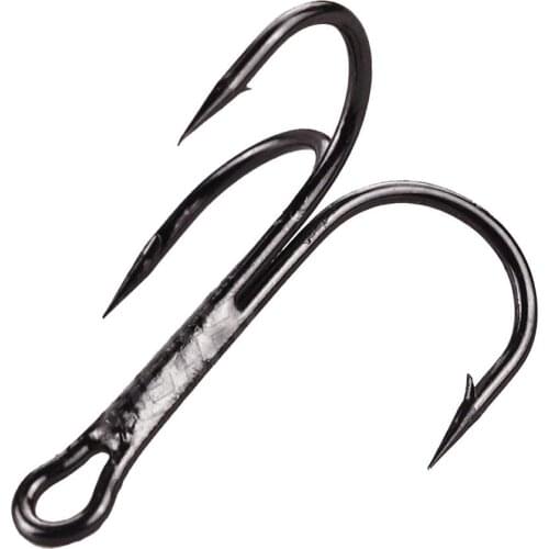 FREE FISHER 100pcs/Lot 35656 2# Treple Hooks High Carbon Steel Treble Fishing Hooks Black Round Bent Triple Fishhooks Set