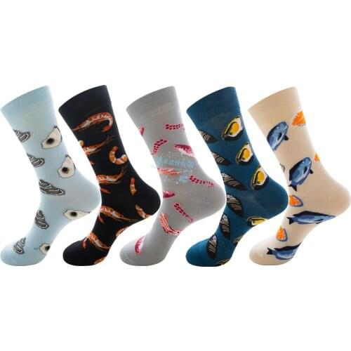 Salmon, squid, oysters, oysters, shrimp seafood series personality creative, matching socks cotton socks C09