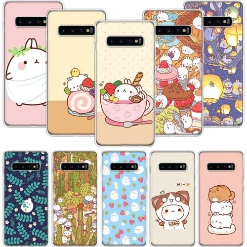 Molang rabbits Cutest Kawaii Box Potatoes Case for Samsung Galaxy S20 Ultra Note 10 9 8 S10E S9 S8 J4 J6 J8 Plus + Pro S7 S6 Sof