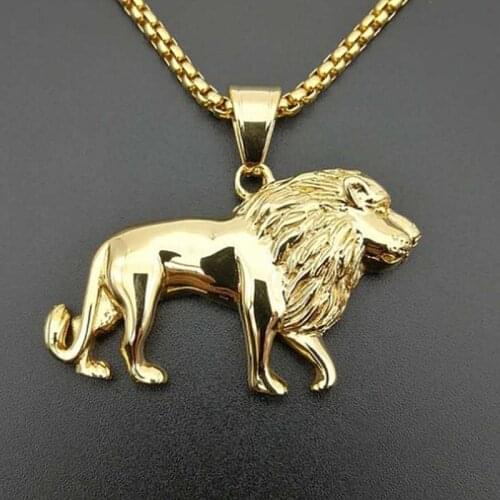 Cool Fashion Personality Hip Hop Punk Gold Lion Animal Mens Pendant Cool Necklace Jewelry
