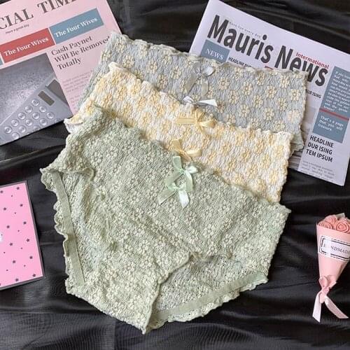 Fashion Floral Underwear Womens Seamless Panties Ladies Mid-Waist Antibacterial Cotton Crotch Briefs Comfortable Girly Lingerie