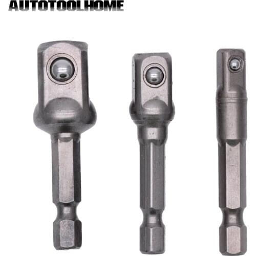 3pcs New Socket Adapter Set Hex Shank To 1/4 3/8 1/2 Impact Driver Drill Bits Shank Quartet Head Sleeve With Beads Arbors