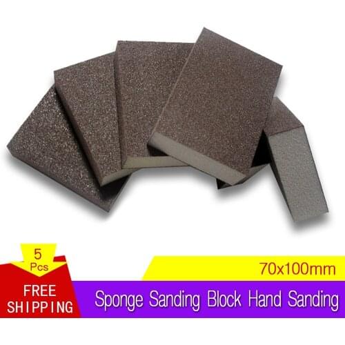 5PCS 70x100x25MM Sponge Sanding Block Hand Sanding Tools Sandpaper 120/180/240 Grit for Polishing Wood Furniture Jade Metal