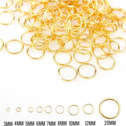 New Fashion Gold Mixed Color 3/4/5/6/7/8/10/12/20mm Tone Metal Open Jump Rings Necklace Close Tool Ring DIY Jewelry Making