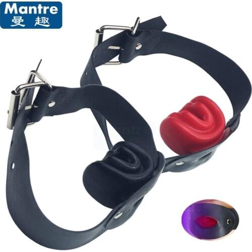 Mantre Safe Latex New Fetish Bondage Open Mouth Gag Bite Head Harness Restraints Erotic Oral Fixation Sex Toys For Couples