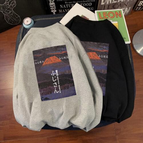 Hong Kong Style autumn round neck Pullover mens Korean version loose fashion creative printing youth coat top