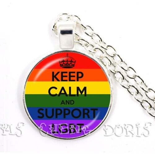 LGBT Color Round Necklace For Women Girl Glass Pendant Necklaces Fashion Jewelry Accessories Bijoux Gay Pride