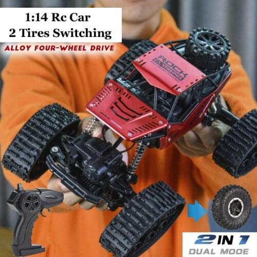 Rc car 1:14 4WD Update Version 2.4G Radio Remote Control Car Toy Car 2 in 1 High Speed Truck Off-road Truck Childrens Toys