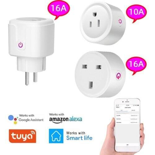 EU US UK Socket WiFi Smart Plug Wireless APP Remote Voice Control Power Energy Monitor Outlet Timer Socket for Alexa Google Home