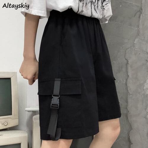 Cargo Shorts Women Summer Loose All-match High Waist Casual Fashion 4Colors Oversize Mujer Solid Clothing College Bottoms Unisex