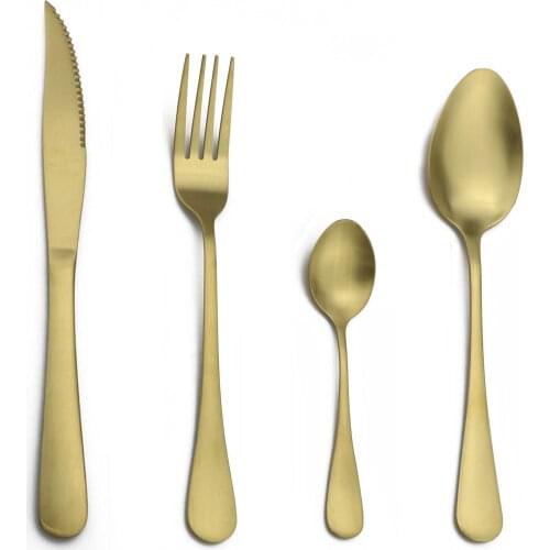 JANKNG Pure Gold European Dinnerware Steak Knife 304 Stainless Steel Western Cutlery Kitchen Tableware Dinner Set Droppshing