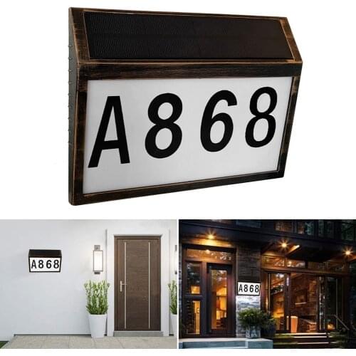 Solar LED Lamp House Address Number Sign Waterproof Outdoor Lighting Wall Lamp for Home Yard Street Garden Door