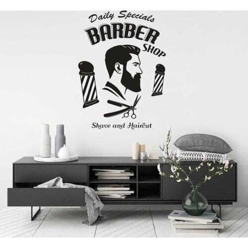 Shave And Haircut Window Vinyl Poster Barbershop Logo Wall Art Decal Hair Salon Décor Barber Hair Styling Wall Sticker