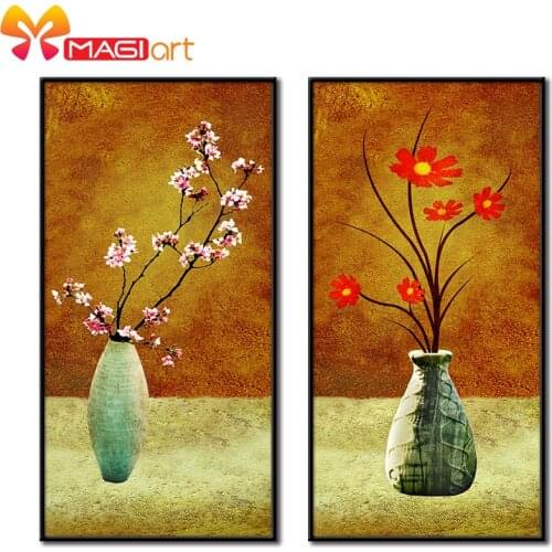 Cross stitch kits Embroidery needlework sets 11CT water soluble canvas patterns 14CT Japanese Style Flower Arranging-NCMF058