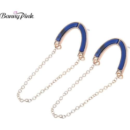 Banny Pink Elegant Synthetic Stone Pendant Studs Earrings For Women Gift Chunky Long Metal Post Earring Pendiente Wholesale