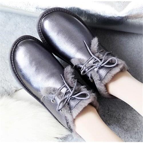 2020 New Color Best Genuine Sheepskin Leather Woman Snow Boots 100% Natural Fur Snow Boots Warm Wool Womens Winter Boots