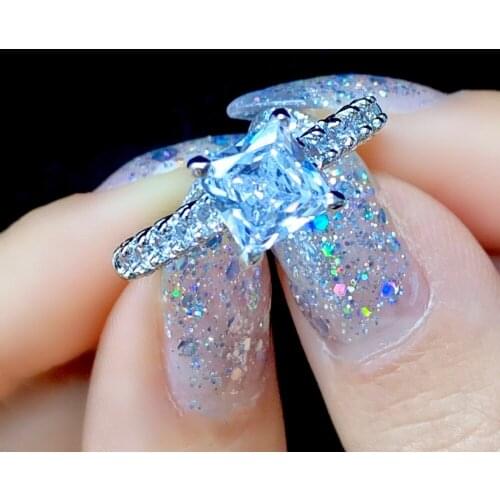 100% 925 Sterling Silver Created Diamond Wedding Rings for Women Luxury Proposal Engagement Ring Jewelry Luxury Gifts