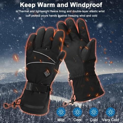 1 Pair Winter Thermal Gloves Windproof Impervious Running Gloves Three-speed Temperature Grip for Cycling Walking Climbing Skiin