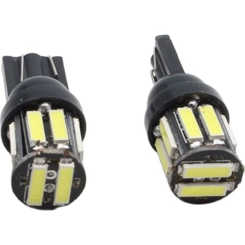 10pcs Car LED T10 10 SMD 7020 LED 194 168 501 10 Led 7014 Instrument Lamps Auto Door Indicator Lights Super Bright White DC 12V