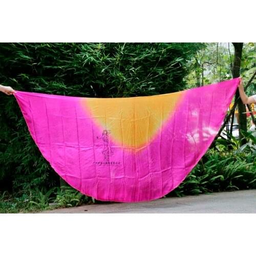 2016 design 100% real silk belly dance veil, cheap dance veils, semicercle veil wholesale 250*114cm Orange Rose