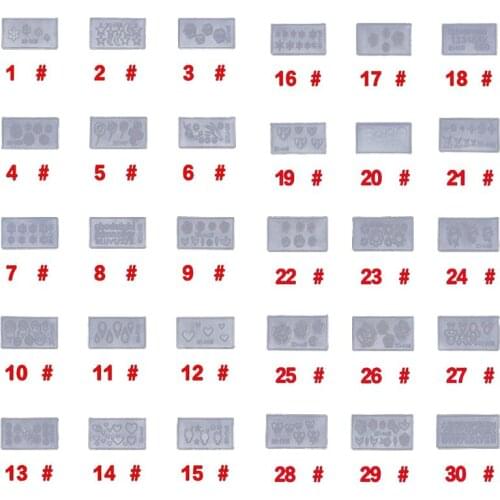 30Pcs/Set 3D Acrylic Silicone Mold Transparent Carving Floral Heart Bokwnot Mould for Nail Art Templates DIY Decoration