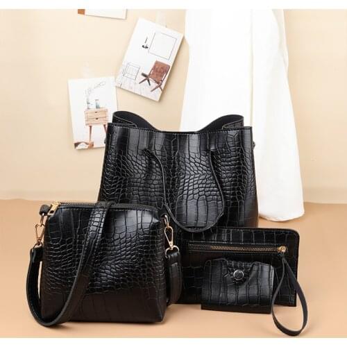 4 pcs High quality designer handbag new fashoin women bags PU leather Women handbags purse and Handbags Solid Color bags 2020