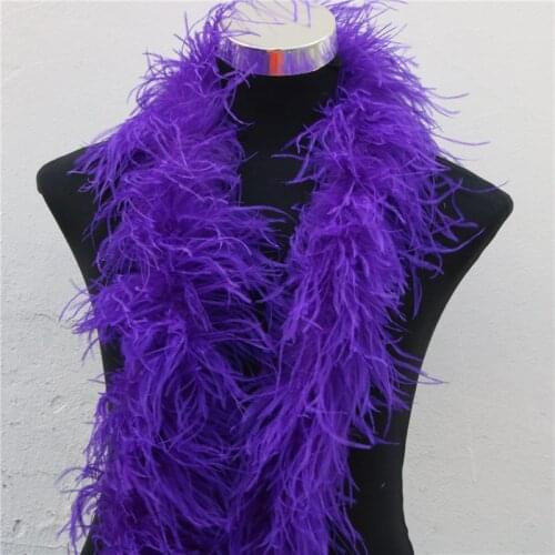 6 Layer purple Ostrich feather boa White feathers Shawl Scarf Ribbon For Wedding Party Dress Decoration Crafts 2Meters