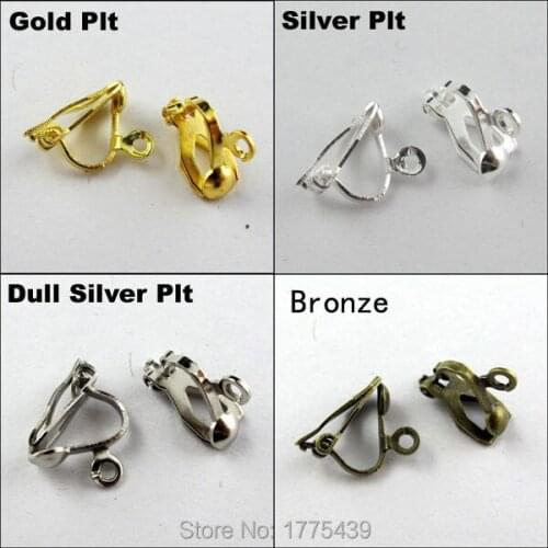 Free Shipping 20pcs/lot Earring Finding Clip On Earring Earwire Gold Bronze Silver Plated For Jewelry Making
