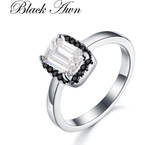 BLACK AWN 2021 New Genuine 100% Sterling 925 Silver Jewelry Square Engagement Rings for Women Gift C380