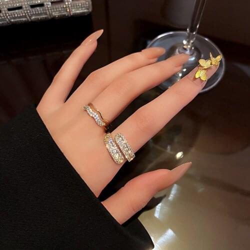 Elegant Silver Color Rhinestone Crystal Ring Wide Love Rings For Women Wedding Engagement Full Zircon Finger Rings Jewelry Gifts