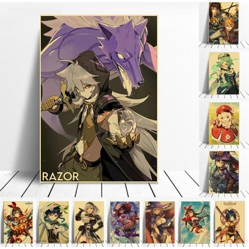 Genshin Impact Poster Game Painting HD Canvas Printings Anime Girl Wall Art Prints Dorm Posters For Living Room Bar Home Decor