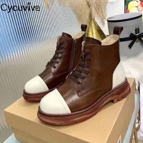 Hot Winter Wool Snow Boots Women Chunky Heel Leather Ankle Boot For Women Lace Up Platform Short Boots Ladies Warm Casual Shoes